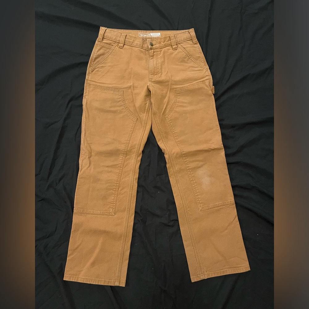 Carhartt Men's Tan Utility Double-Knee Rugged Flex Duck Pants Size 30x30